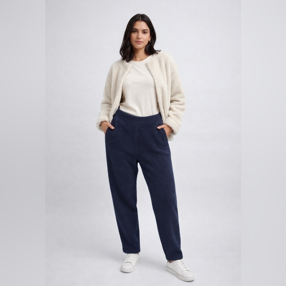 Patagonia Women’s Fleece Pants Navy Blue SZ M Recycled Polyester Lounge Outdoor